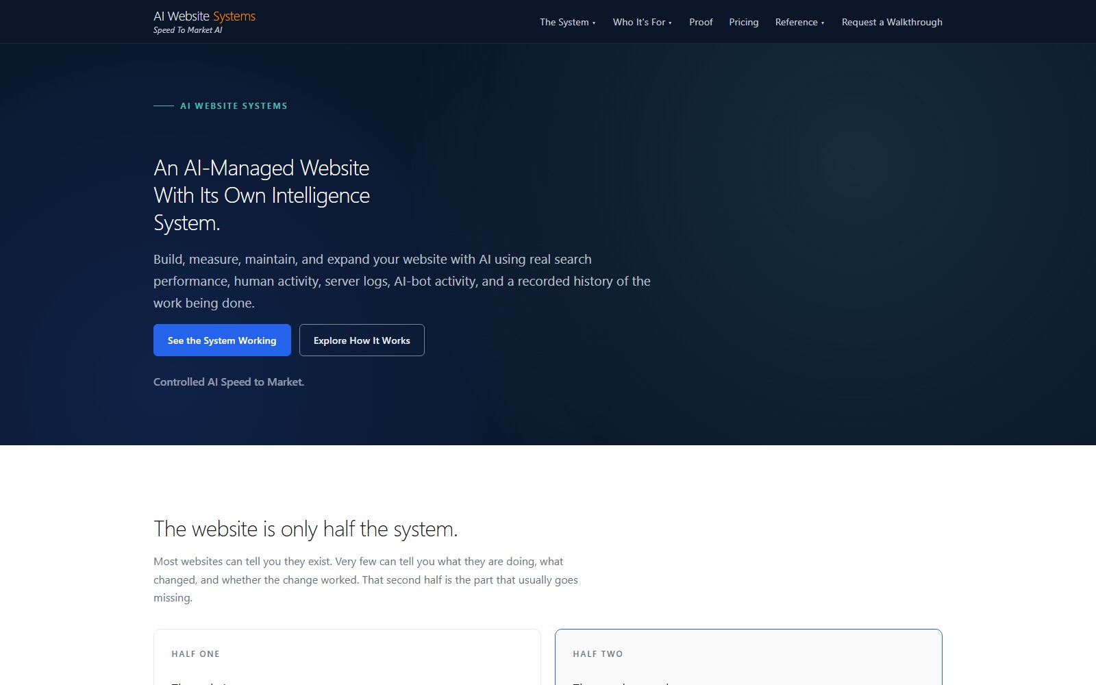 AIWebsiteSystems.com website homepage snapshot