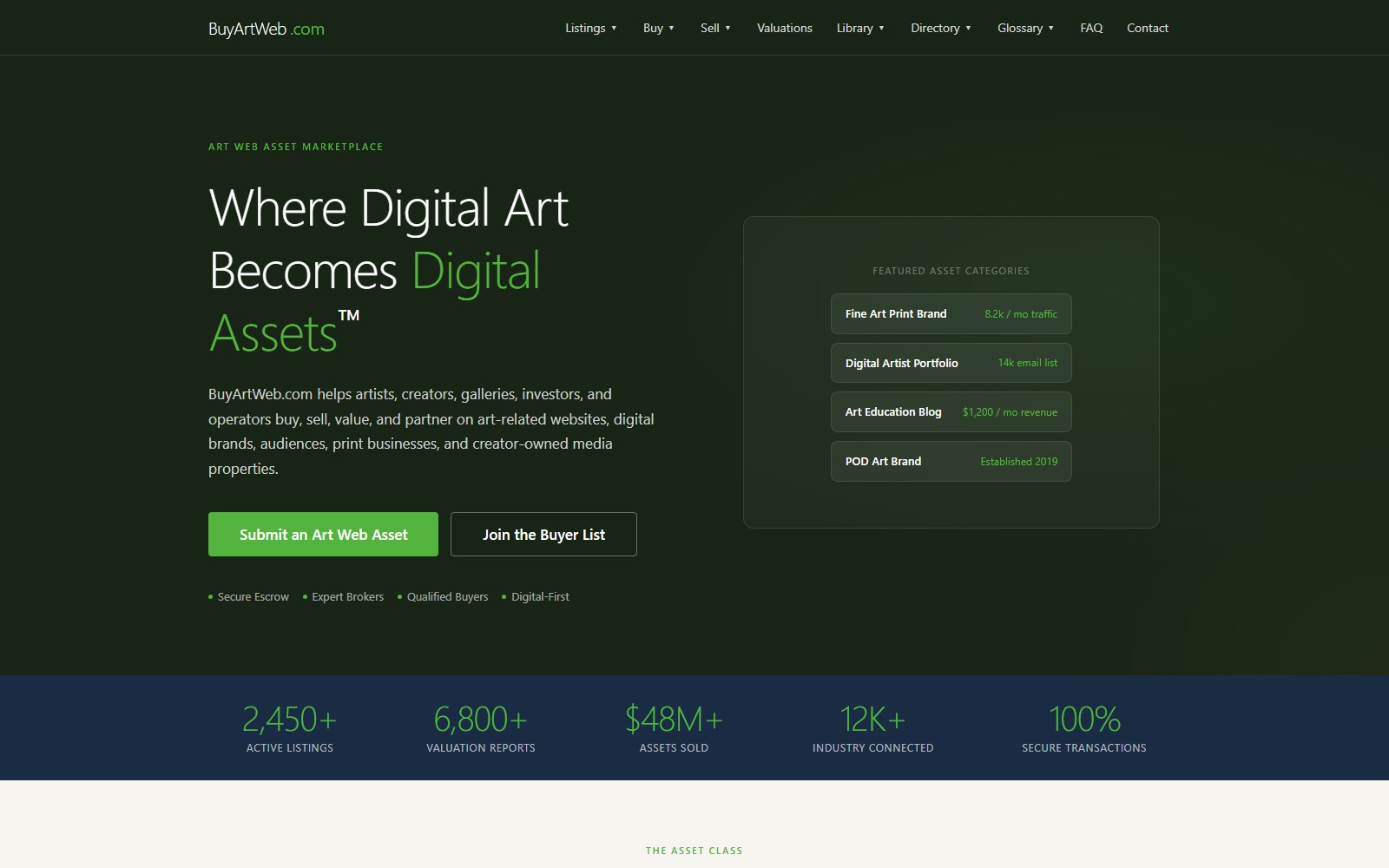 BuyArtWeb.com website homepage snapshot